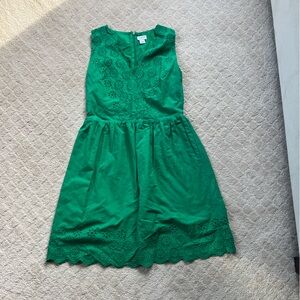 J. Crew Kelly Green Eyelet Sleeveless Dress Size 4